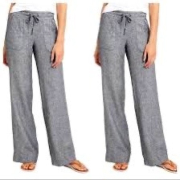 Athleta Bali heathered linen drawstring wide leg Pants 47157 - Picture 15 of 15
